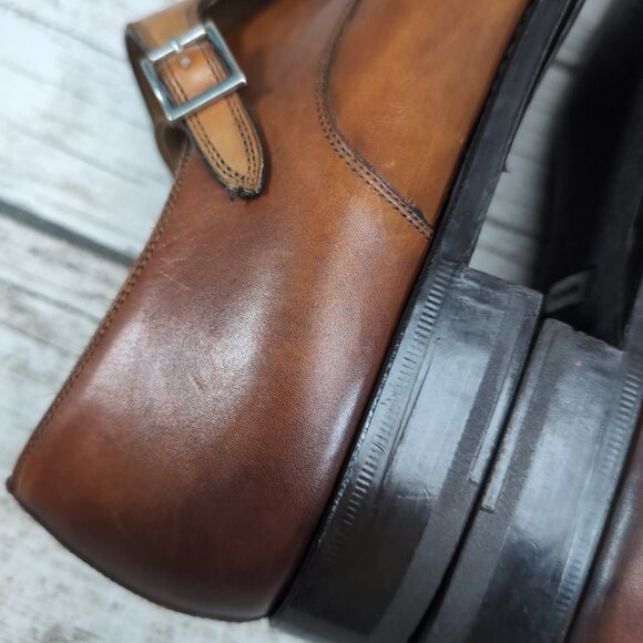 Magnanni Brown Leather Double Monk Strap Dress Shoes Men Size 11